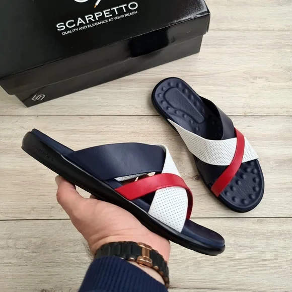Scarpetto | Shoes | Premium Mens Sandal In Navywhite Non  display picture 1